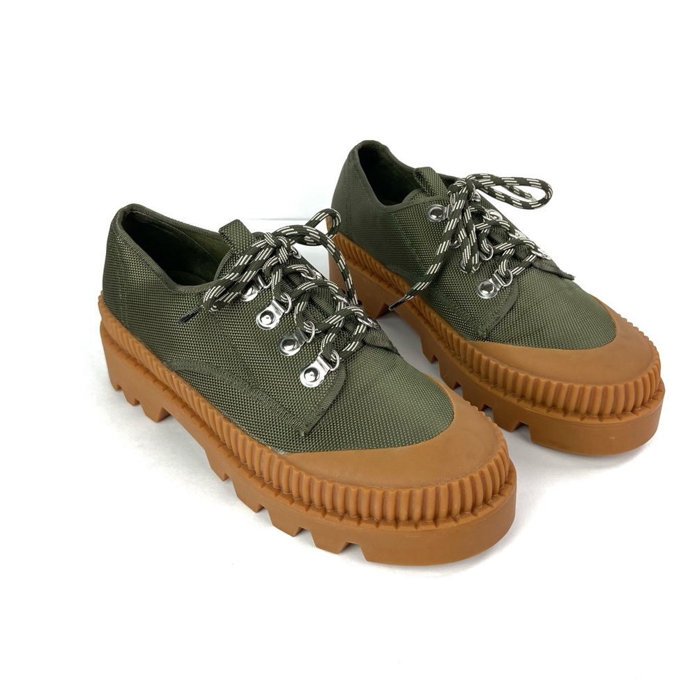 JEFFREY CAMPBELL Green Canvas Rubber Platform Lug Lace Up 11 Chunky